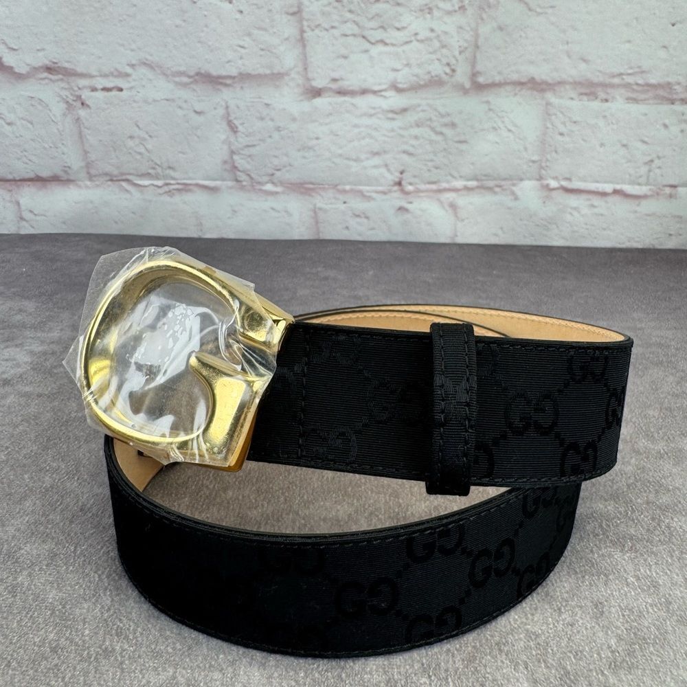 NEW Gucci Black GG Monogram Lurex Canvas Belt - Picture 2 of 13